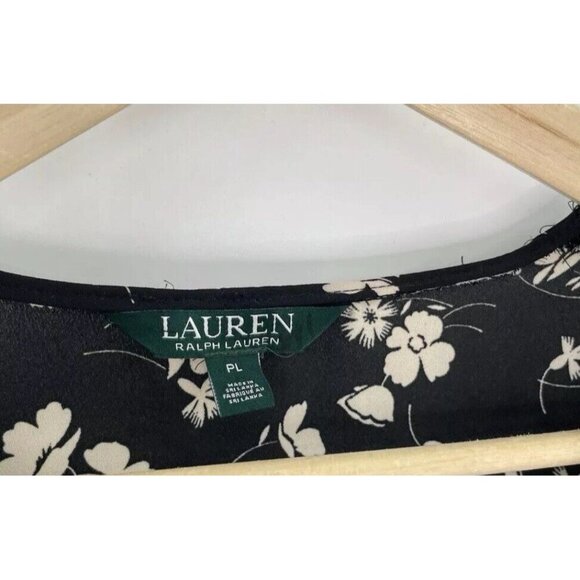 Lauren Ralph Lauren Chalsie Black Floral Print Blouse Cold Shoulder Top Size PL - Picture 7 of 14